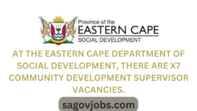 AT THE EASTERN CAPE DEPARTMENT OF SOCIAL DEVELOPMENT, THERE ARE X7 COMMUNITY DEVELOPMENT SUPERVISOR VACANCIES.