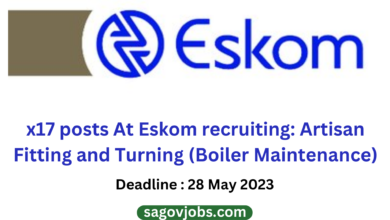 x17 posts At Eskom recruiting: Artisan Fitting and Turning (Boiler Maintenance)
